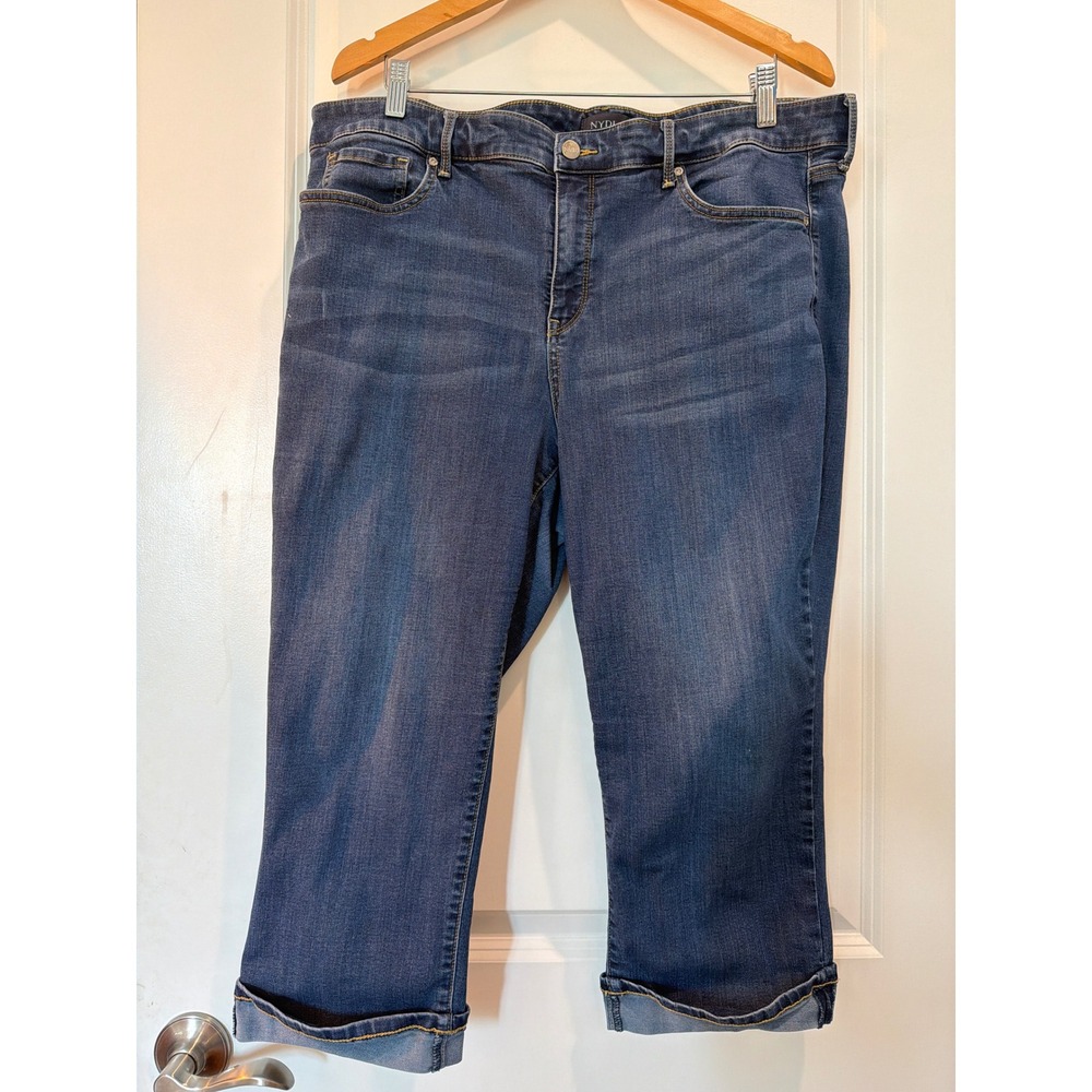 NYDJ Marilyn Straight Crop Jeans 18W Dark Wash Denim Capri Stretch Coolmax